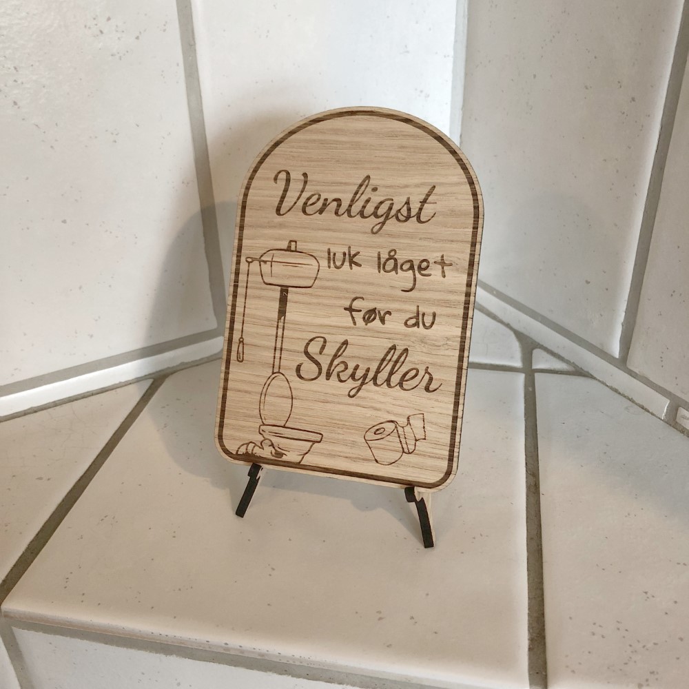 Luk låget toiletskilt i træ.