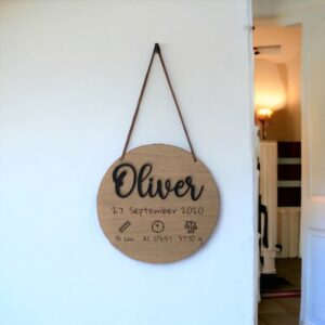 Fødselstavle i træ - Rund
