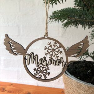 Julekugle med fremhævet navn & englevinger