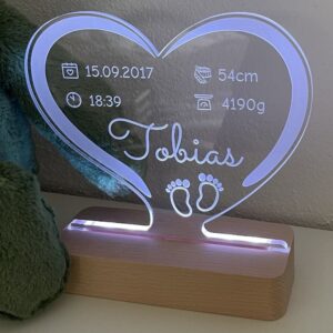 Natlampe - Fødselstavle Hjerte